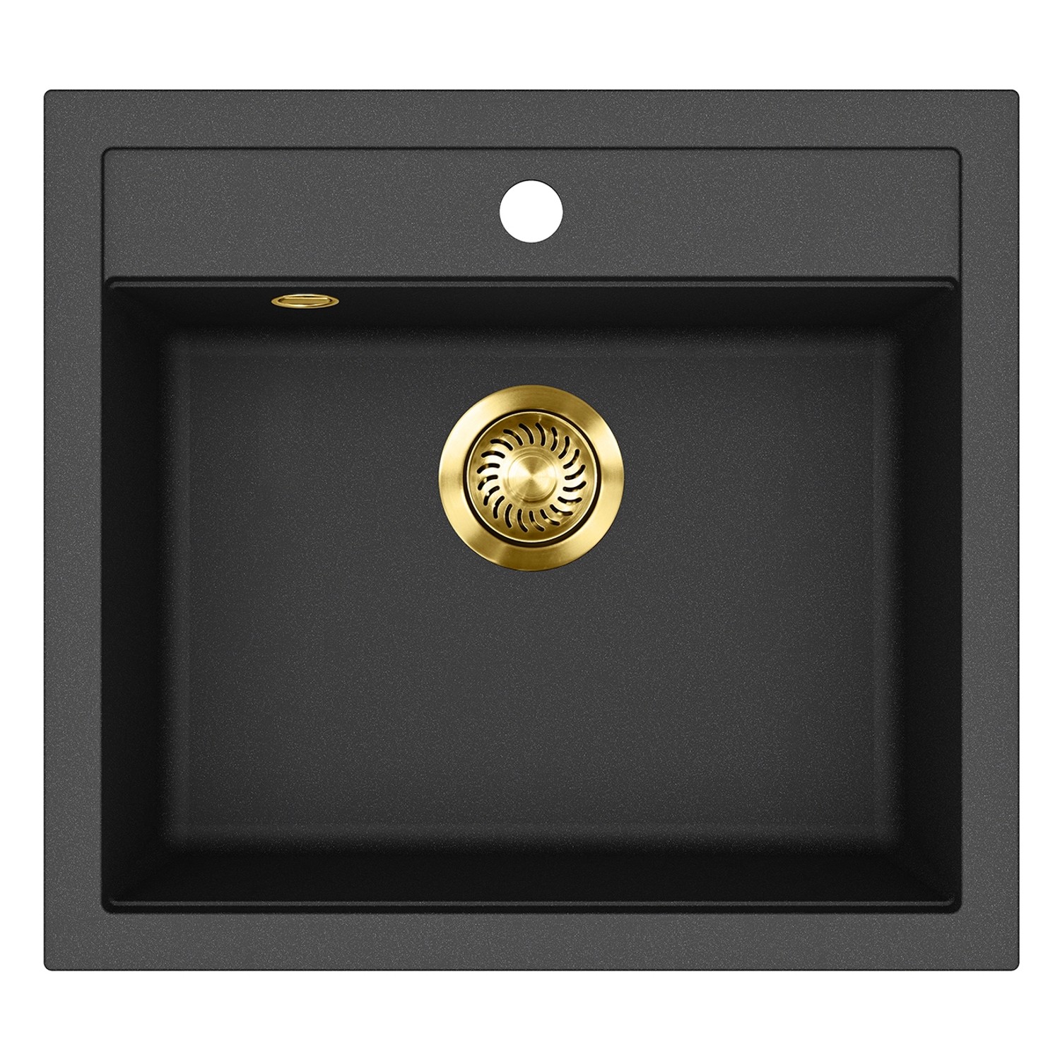 Helika Einbauspüle Quadro 56 cm x 51 cm Schwarz inkl. Goldventil günstig online kaufen