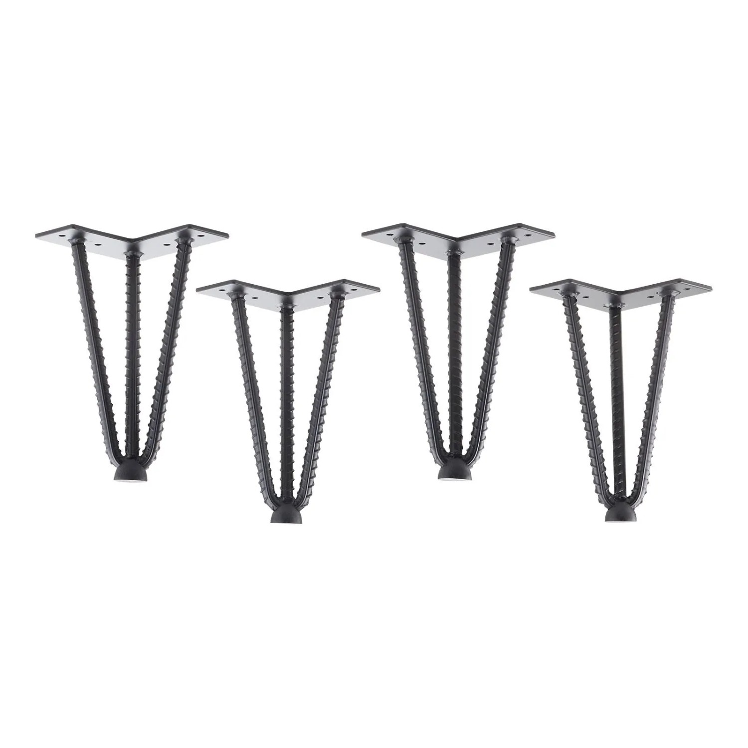 SOTECH 4 Stück Haarnadelbeine Baustahloptik Höhe 200 mm Industrial Look Schwarz