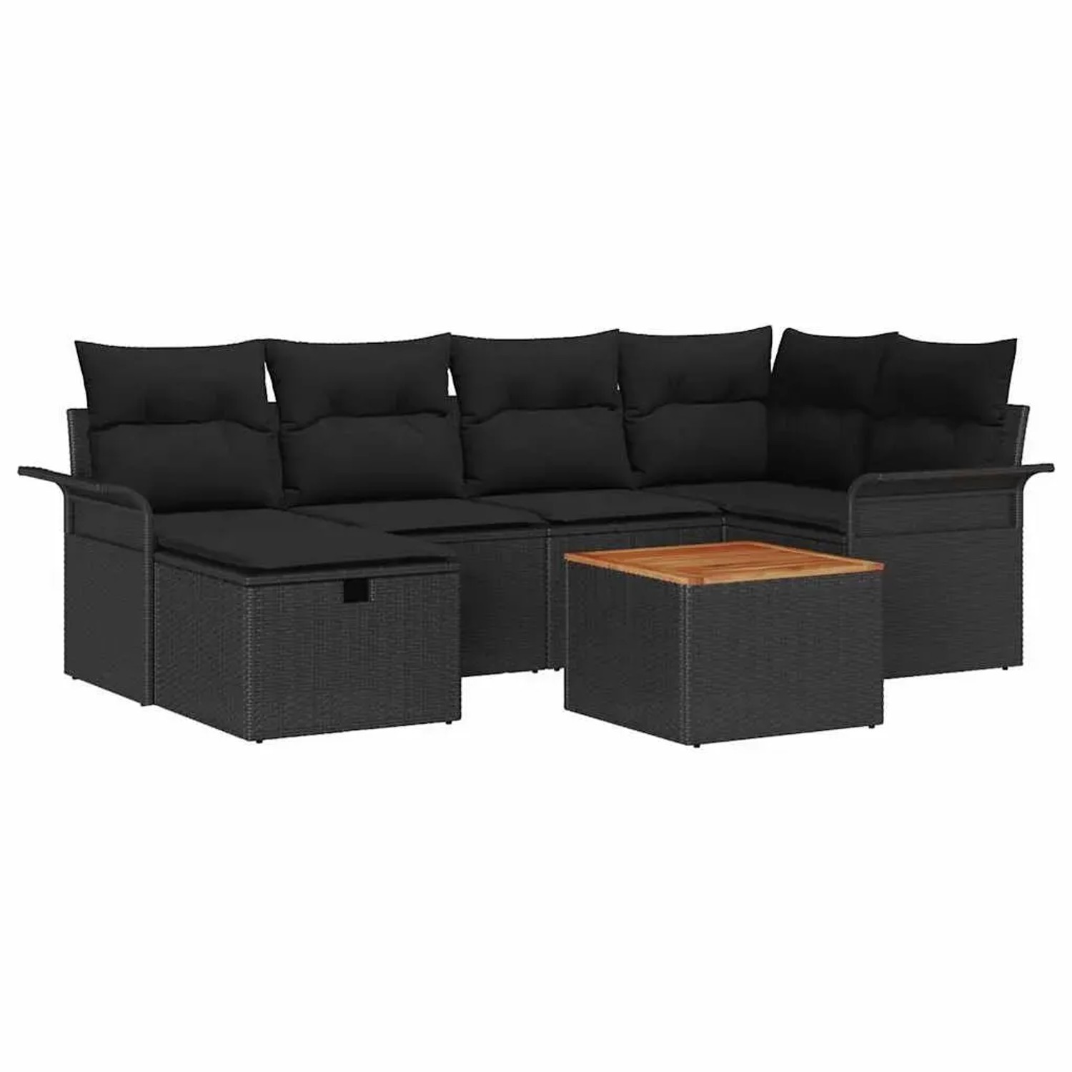 vidaXL Garten-Sofa-Set mit Kissen 7-Tlg Schwarz Poly Rattan 3360789 günstig online kaufen