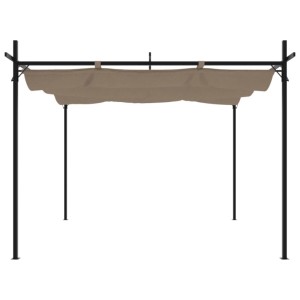 DELUKE Terrassenüberdachung Mit Schiebedach OLIMP Taupe 295x292x230cm Pergola Garten Pavillon Rankhilfe Sonnenschutz Gartenpergola