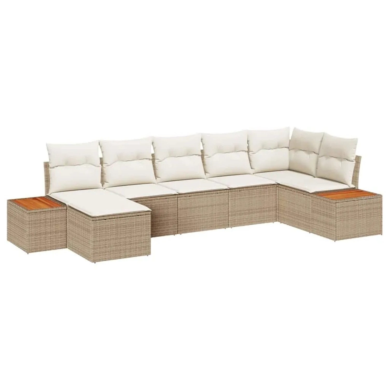 vidaXL Gartensofa-set mit Kissen 7-Tlg Beige und Creme Poly-Rattan 3356801 günstig online kaufen