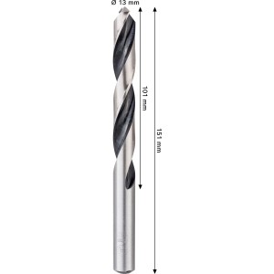 Bosch Spiralbohrer Metall HSS, 13 mm Durchmesser, für präzise Bohrlöcher in Metall.
