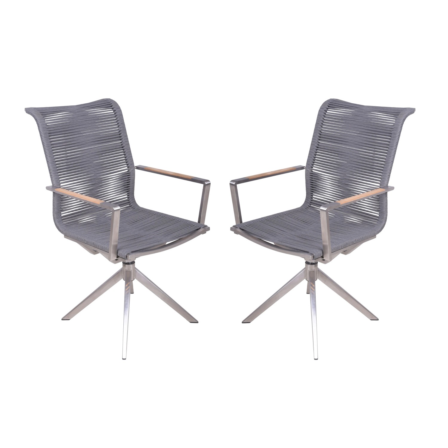 DELUKE Gartenstuhl DENNIS 2er Set Edelstahl Anthrazit 95x63x54cm Drehstuhl Essstuhl Terrassenstuhl