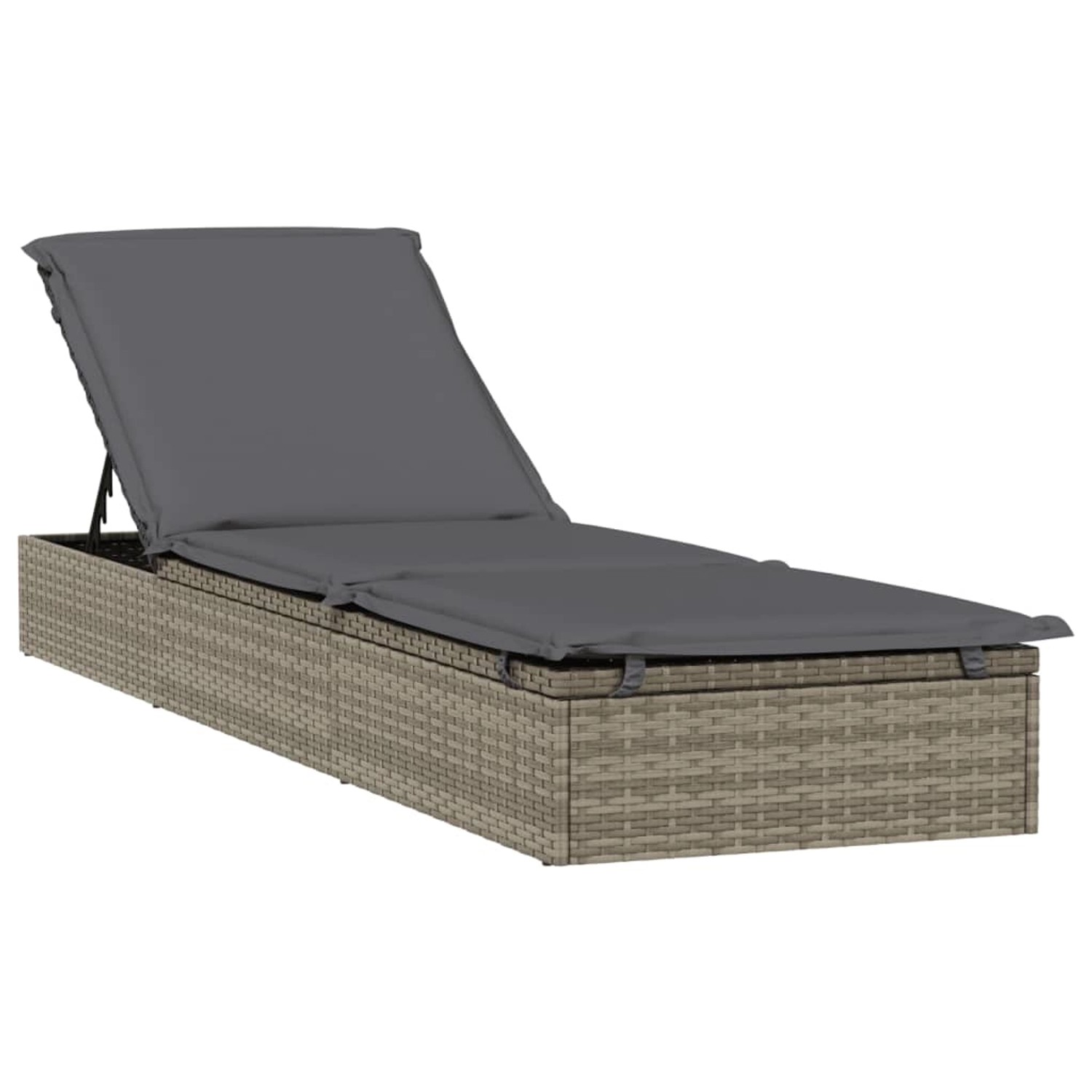 vidaXL Sonnenliege 1 Stk mit Auflage Grau 201x55x62 cm Poly Rattan 319631
