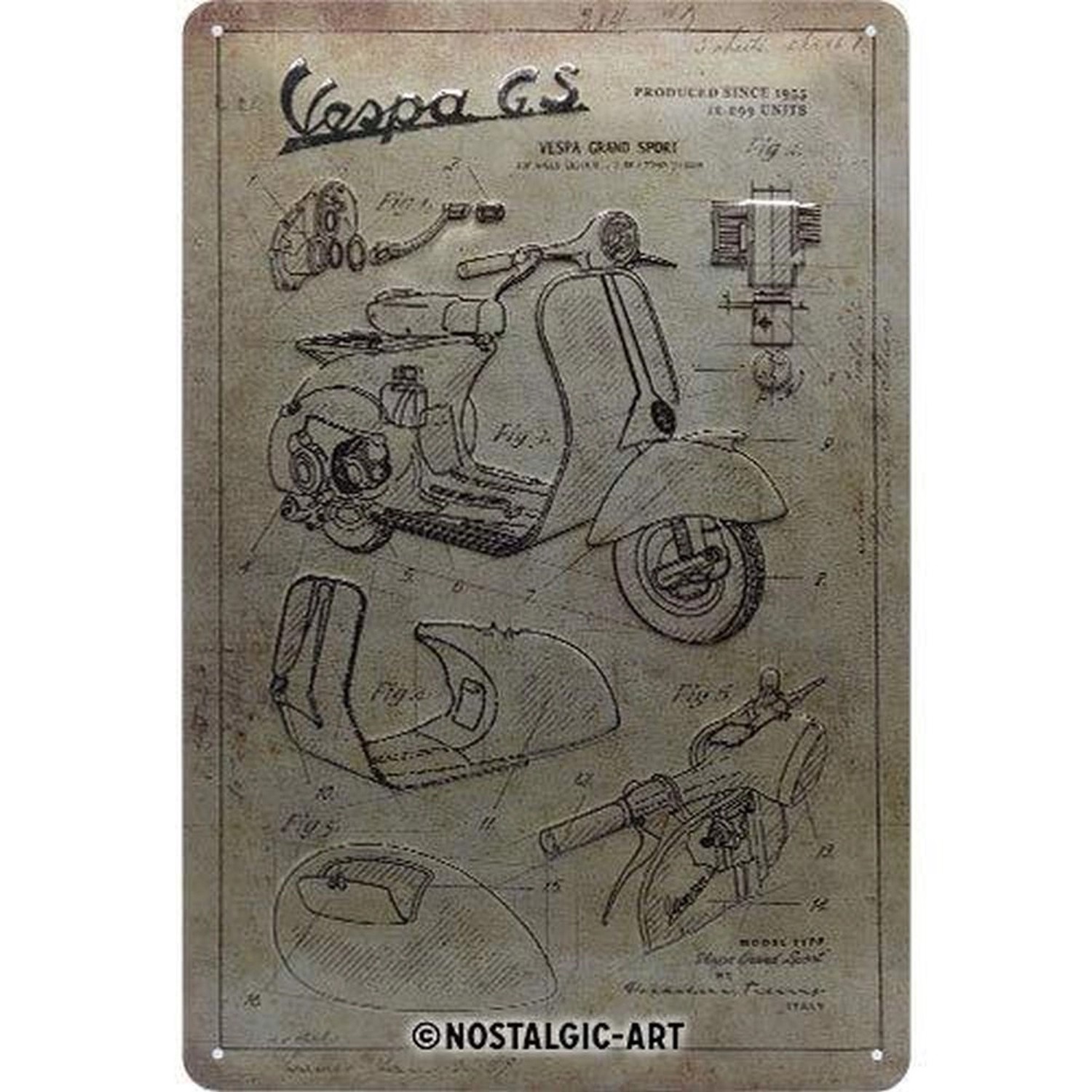 Nostalgic-Art Blechschild 20 x 30cm - Vespa - Parts Sketches günstig online kaufen