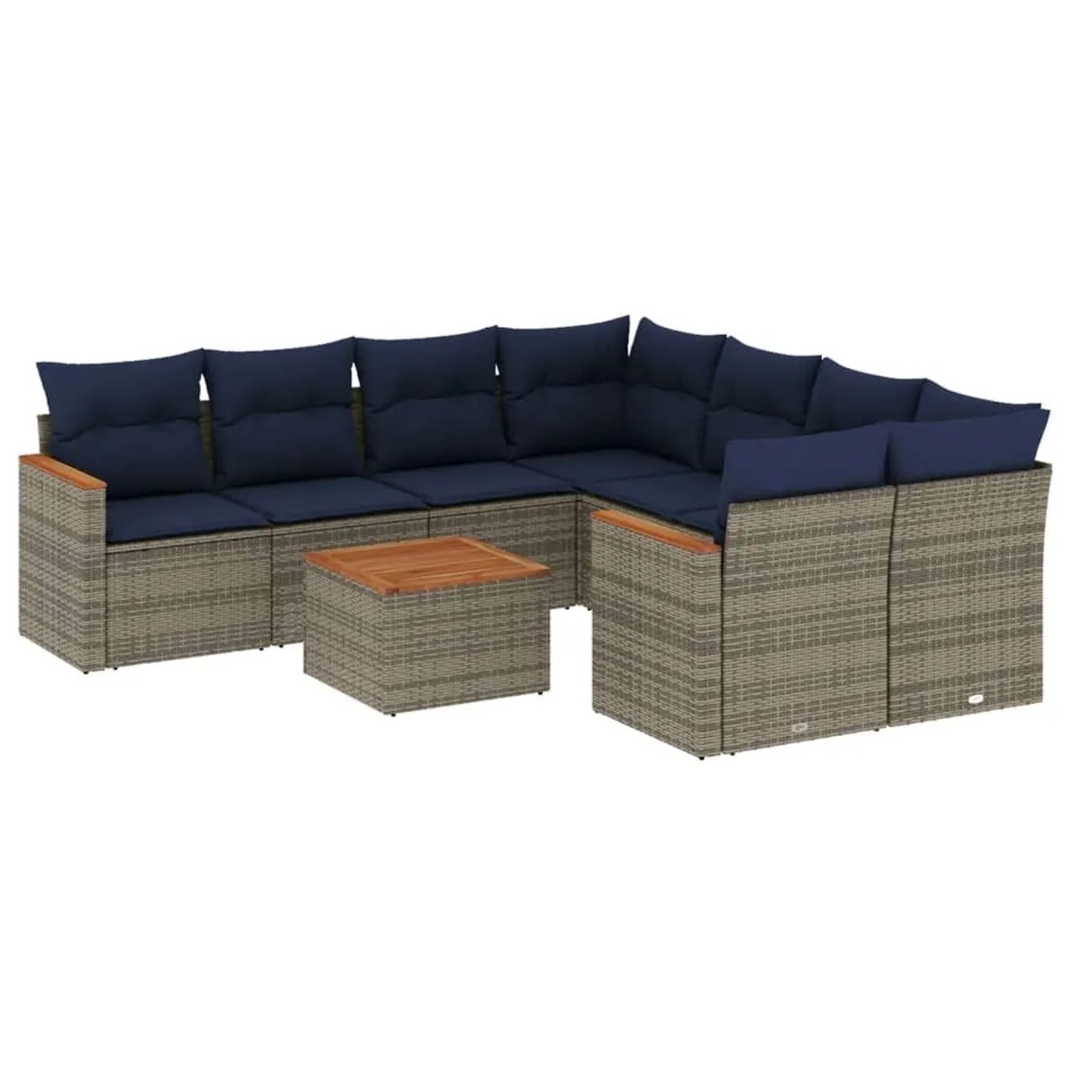 vidaXL 9-Tlg Gartensofa-Set mit Kissen Grau Polyrattan 3225830 günstig online kaufen