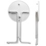 Weißer Beautissu Sylt Stehtisch (Ø 70 cm) mit klappbarem Gestell für Indoor & Outdoor.