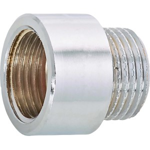 Verchromte Hahnverlängerung aus Messing, 18,6/21 mm, 15 mm lang, für Gewindefittings.