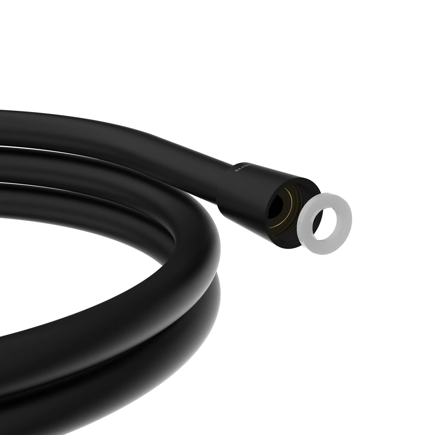 Schwarzer Schütte Brauseschlauch aus Kunststoff, 200 cm lang, mit Dichtung.