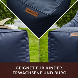 Green Bean Sitzhocker Cube 40 x 40 x 40 cm Leder mit EPS-Perlen-Füllung Dunkelblau
