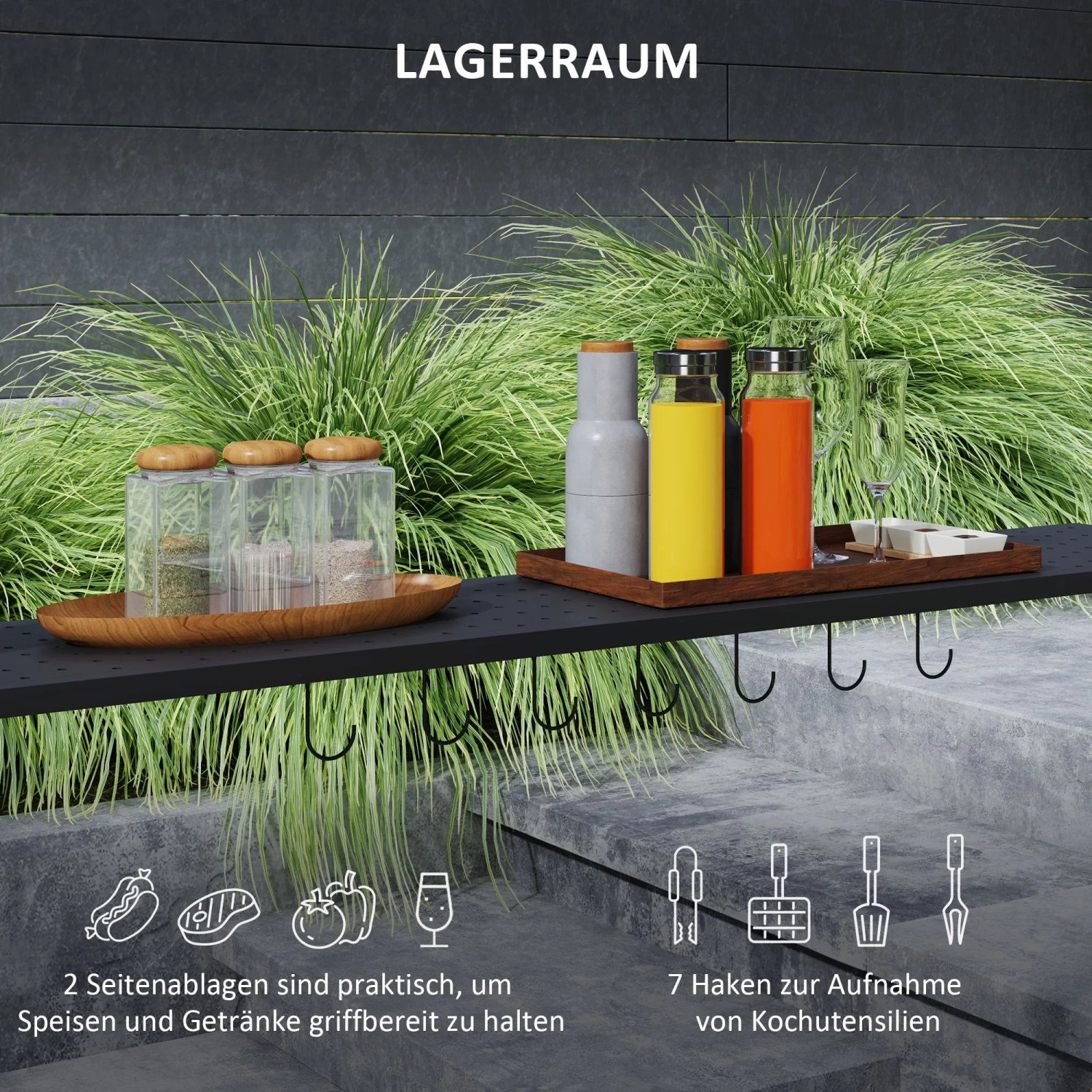Outsunny GrillPavillon Stahl Polyester Dunkelgrau 233L x 110B x 235H cm_5