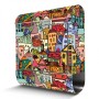 Banjado Edelstahl Briefkasten mit Zeitungsfach und buntem "Funky Town" Motiv.