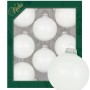 8er-Set weiße, matte Weihnachtskugeln (7cm) von Krebs Glas Lauscha im grünen Karton.