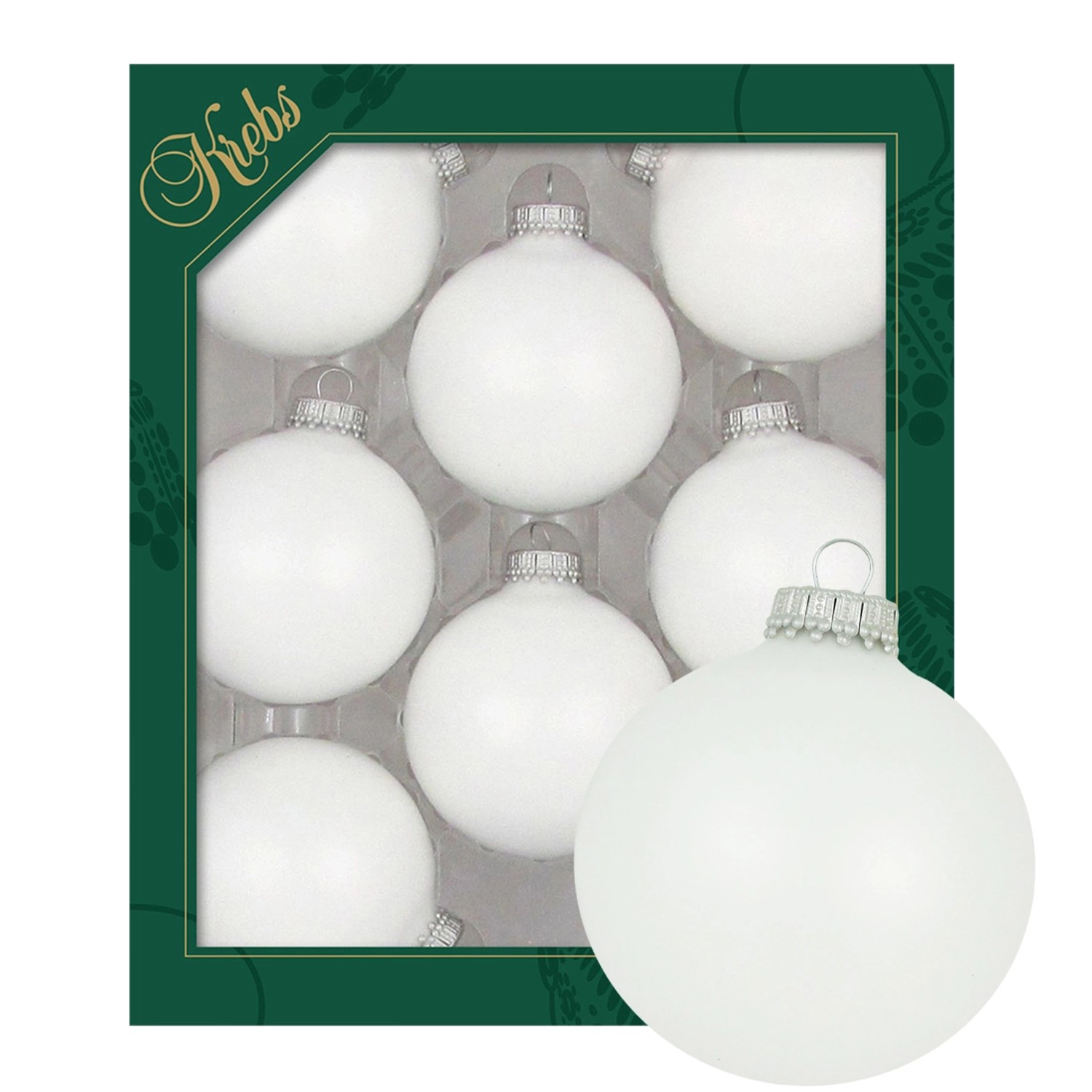 Krebs Glas Lauscha Weihnachtskugeln Eislack Weiß Uni 8er-Set 7cm