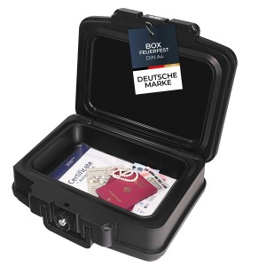 HMF 250452 Feuerfeste Wasserdichte Dokumentenbox DIN A4 44 x 16 x 33 cm Schwarz