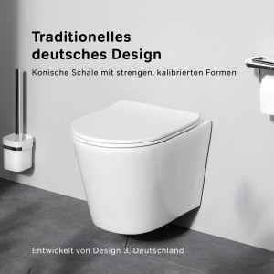 AM.PM Wand-WC, spülrandlos mit Softclose. Hänge WC aus Sanitärporzellan in Weiß.
