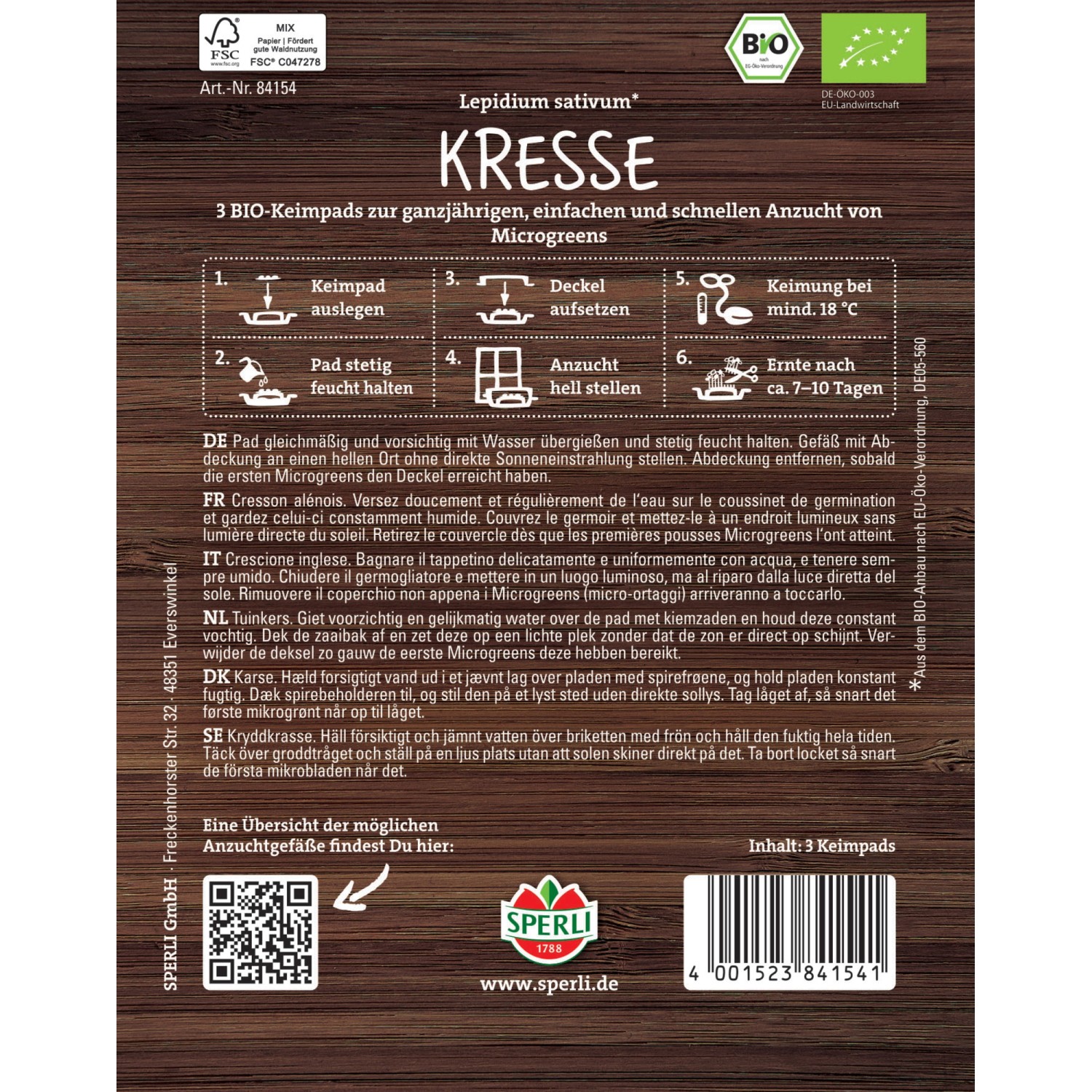 Sperli Saatgut BIO Microgreen-Pads Kresse_2
