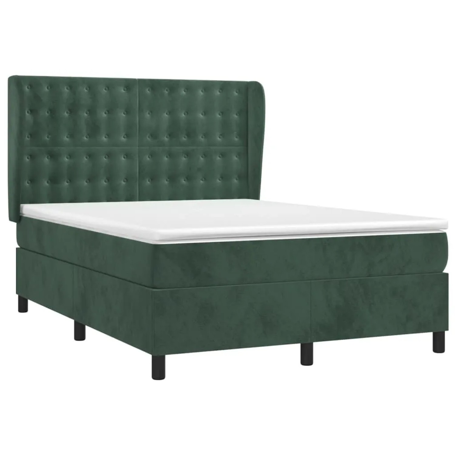 vidaXL Boxspringbett mit Matratze Dunkelgrün 140x190 cm Samt 3129450 günstig online kaufen