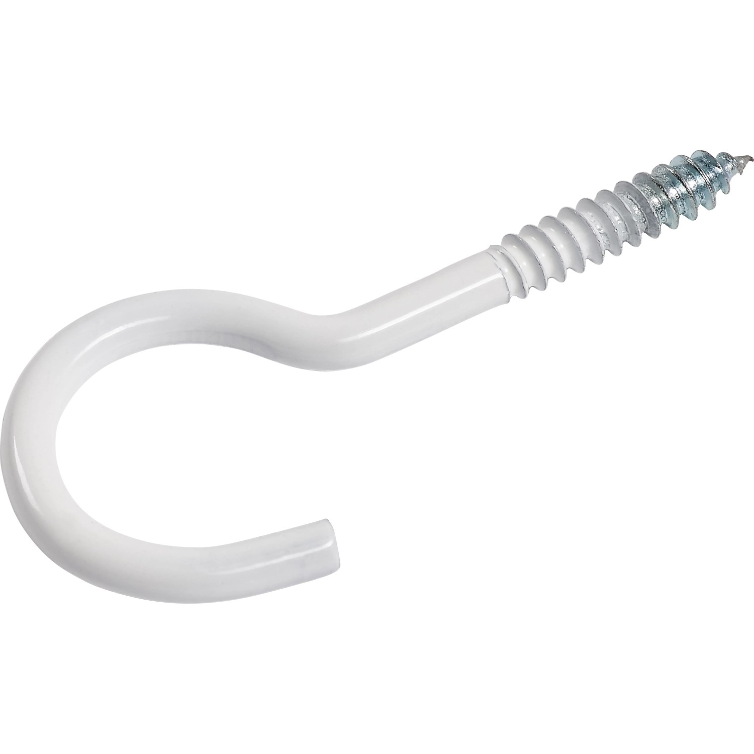 Schraubhaken Gebogen Stahl Verzinkt Kunststoff Weiß 40 mm x 3,0 mm 4 Stück