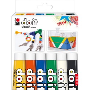 Marabu Craft Paint Do It, 6 Farben à 36ml, seidenmatte Acrylfarbe für DIY-Projekte auf versch. Materialien.