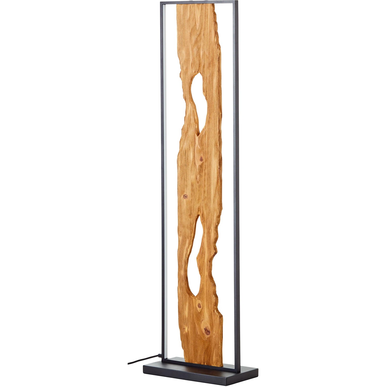 Brilliant LED-Standleuchte Chaumont, 120 cm, schwarz/Holz. Design-Stehlampe mit warmweißem Licht.