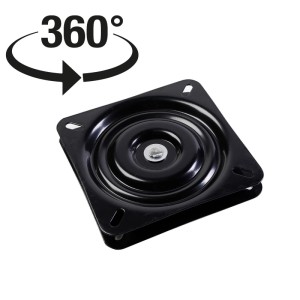 SOTECH Drehbeschlag, schwarz, quadratisch, 360° drehbar. Robuster Winkel & Holzverbinder für Möbel.