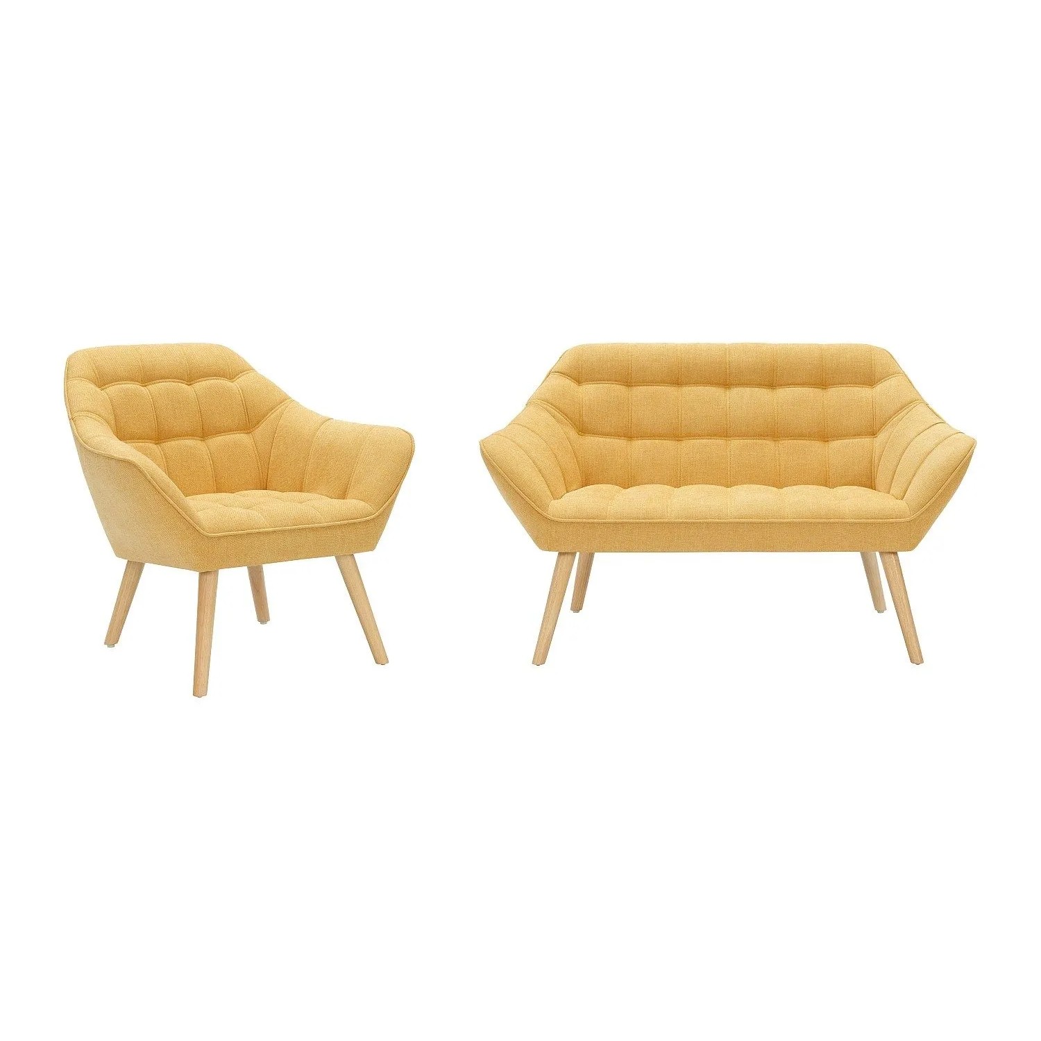 Vente-unique Couchgarnitur Mit Sessel Caserta Senffarben 82 cm  127 cm