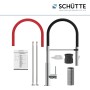Schütte Stilo Spültischarmatur mit schwarzem und rotem Soft-Touch Schlauch, Chrom.