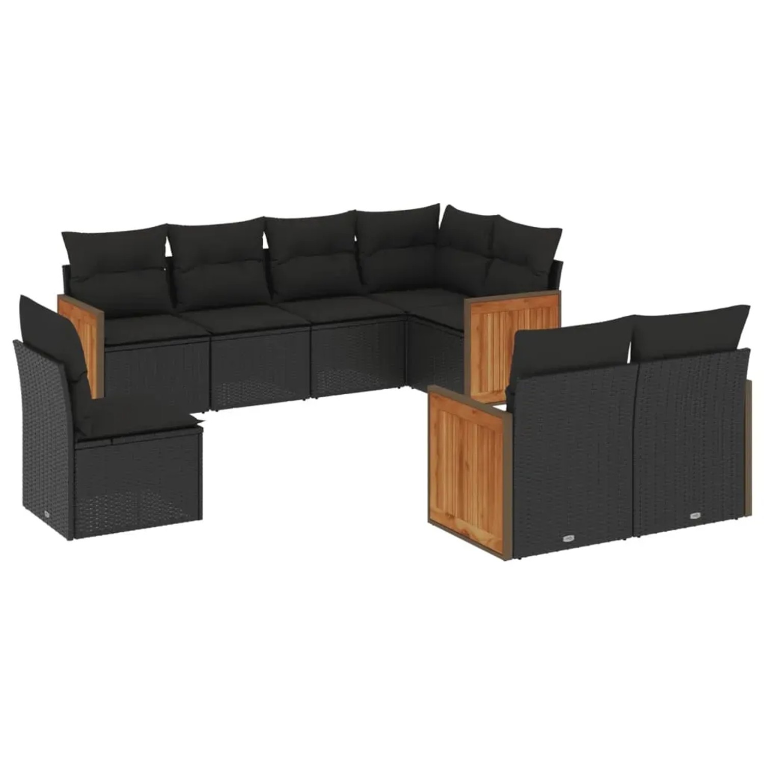 vidaXL 8-Tlg Garten-Sofagarnitur mit Kissen Schwarz Poly Rattan 3260242 günstig online kaufen