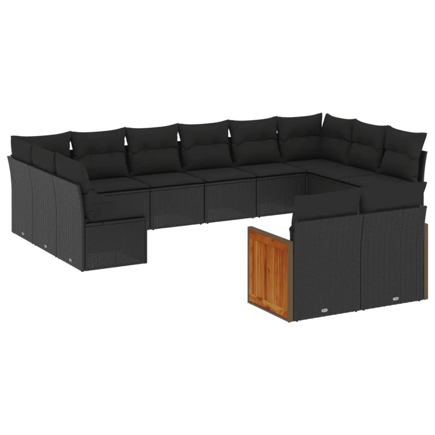 vidaXL 12-Tlg Garten-Sofagarnitur mit Kissen Schwarz Poly Rattan 3260522 günstig online kaufen