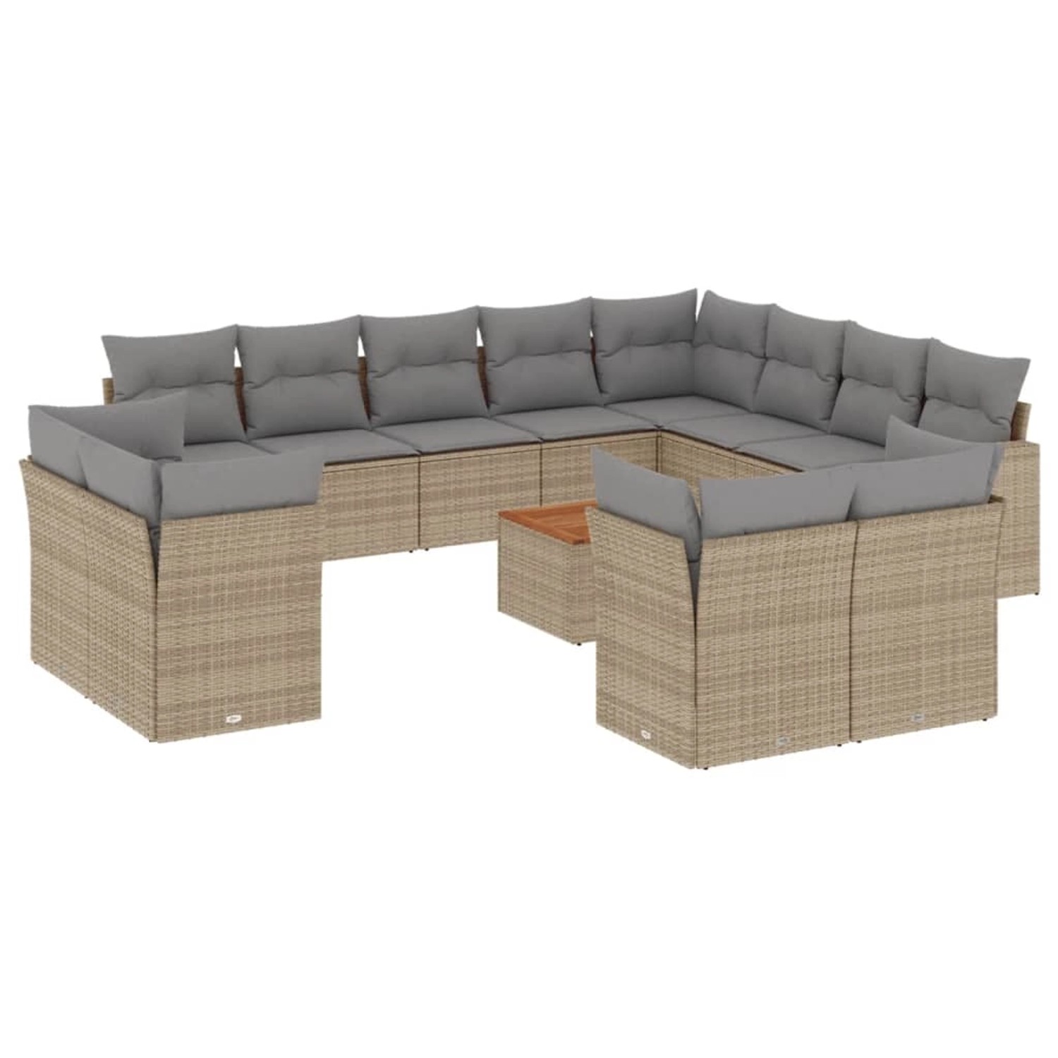 vidaXL 13-Tlg Garten-Sofagarnitur mit Kissen Beige Poly Rattan 3256283 günstig online kaufen