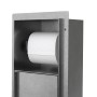 LuxeBath Unterputz WC-Schrankmodul aus Edelstahl, silberfarben, mit Toilettenpapier und Staufach.