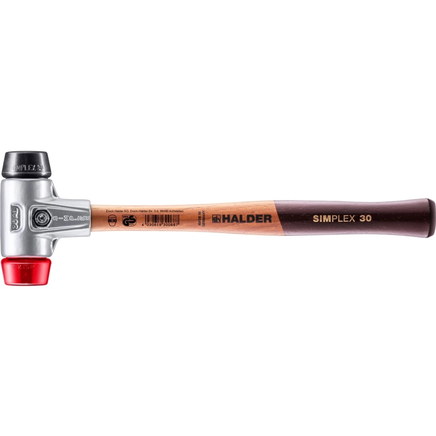 Halder Simplex Schonhammer Ø 30 mm Gummi Schwarz   Plastik Rot mit Aluminiu günstig online kaufen