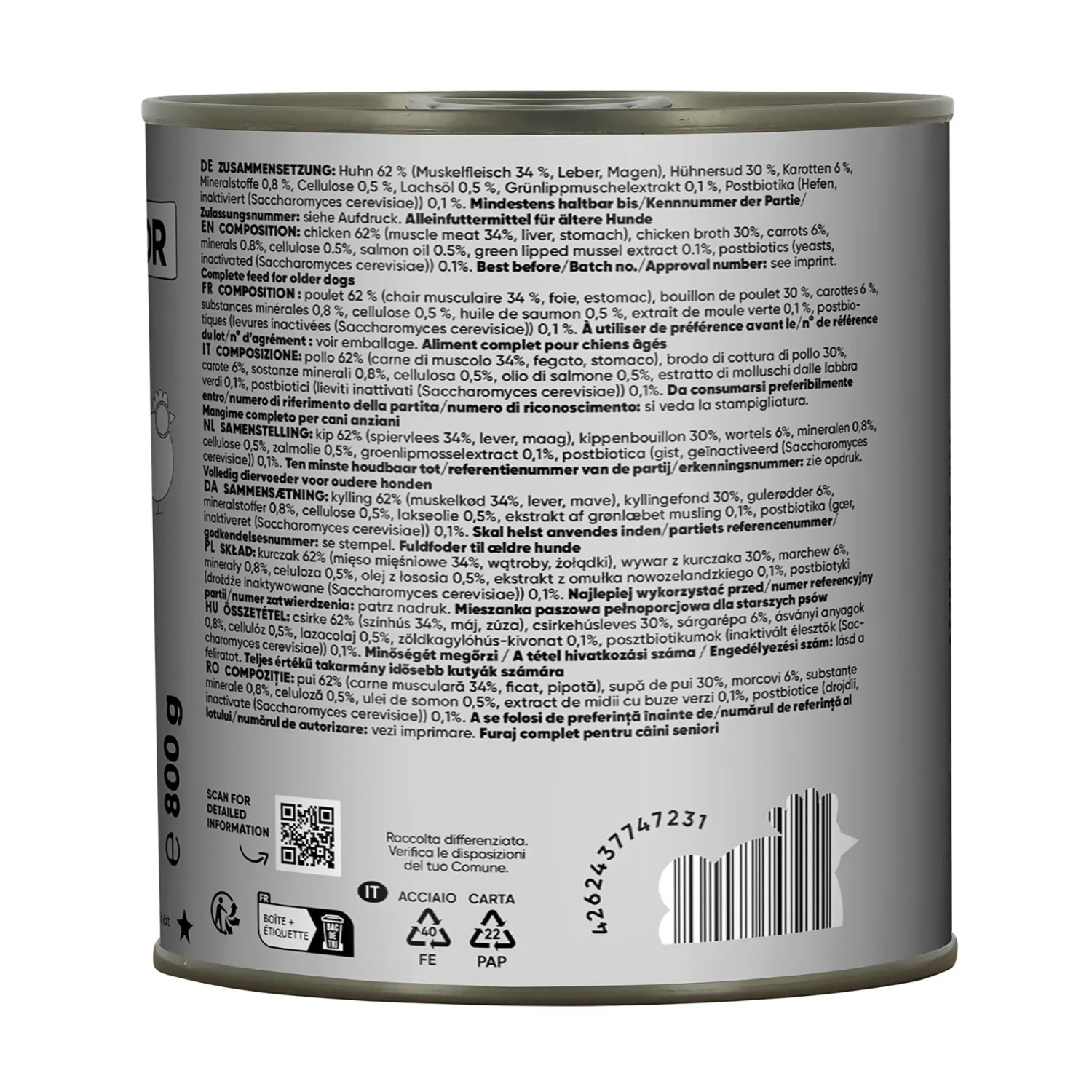 Lucky Jim Hunde-Nassfutter Senior Huhn, 800g Dose. Alleinfutter für ältere Hunde.