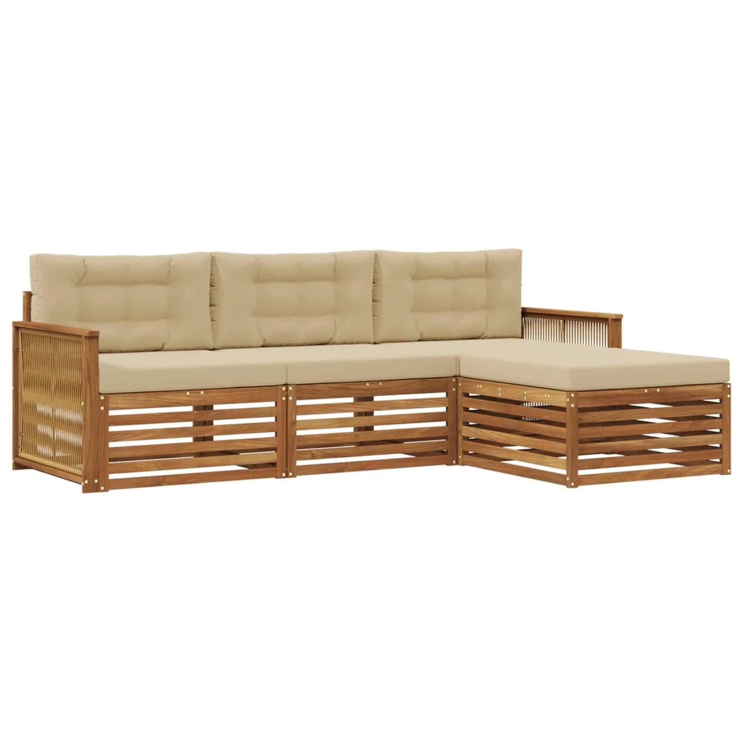 vidaXL Outdoor-Sofagarnitur Natur und Beige 249 x 162,5 x 73 cm 3383211