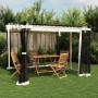 Cremefarbener vidaXL Pavillon 3x3 m mit Netzseitenwänden und Gartenmöbeln auf einer Rasenfläche.