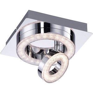 Moderne LED-Deckenleuchte Tim in Chrom, quadratisch mit drehbarem Leuchtring.