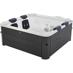 MSpa Frame Whirlpool Oslo mit Hydromassage, eckig, grau mit Massagefunktion und Kopfstützen.