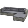 Graues 5-tlg. vidaXL Garten-Lounge-Set aus Rattan mit Kissen.
