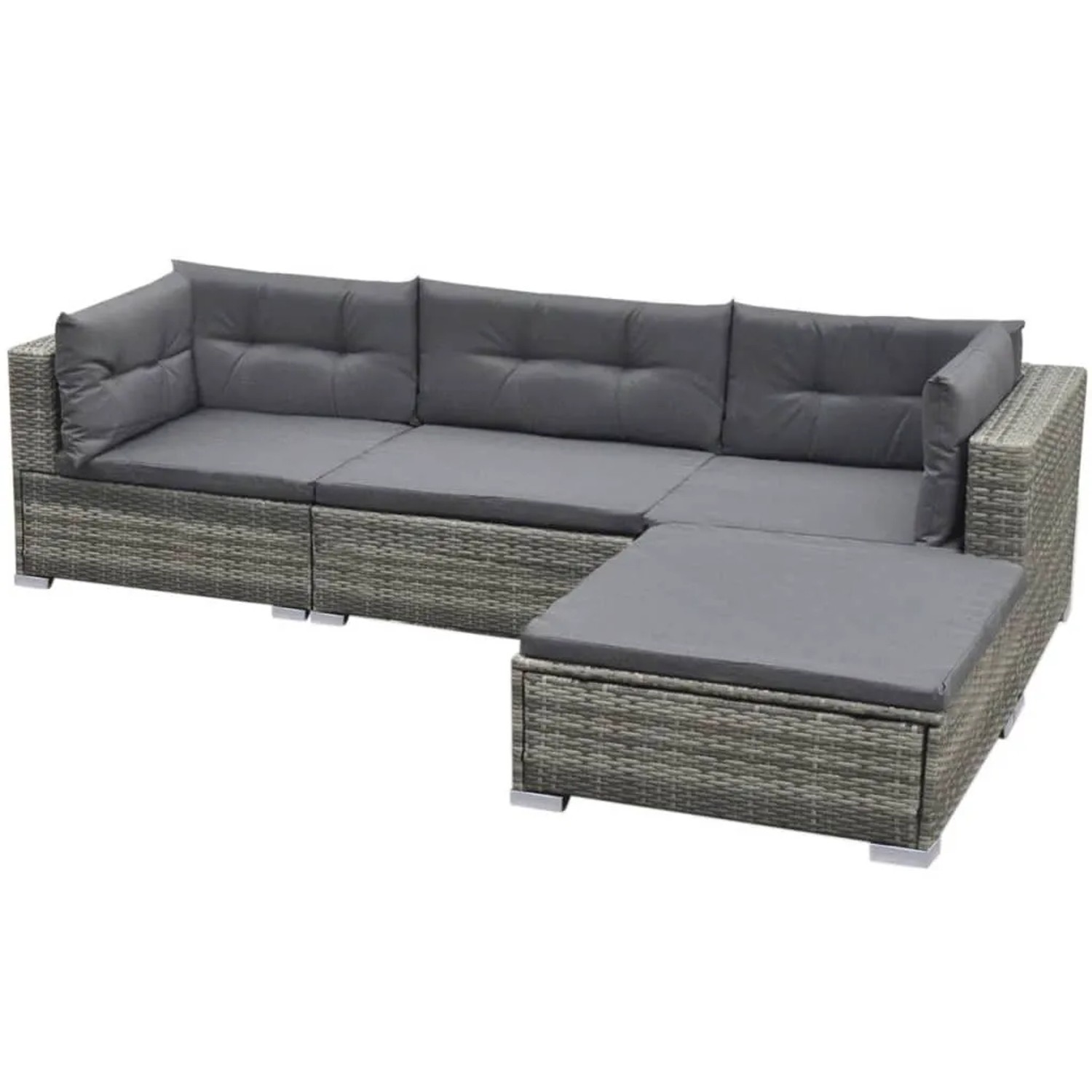Graues 5-tlg. vidaXL Garten-Lounge-Set aus Rattan mit Kissen.