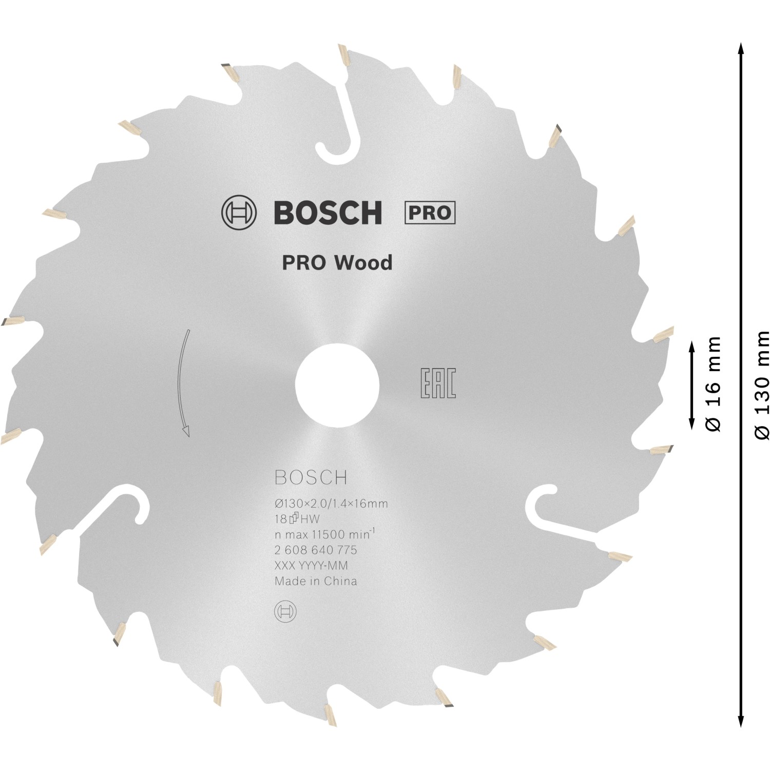 Bosch Kreissägeblatt Speedline Wood, 130 mm Durchmesser, für präzise Holzschnitte.