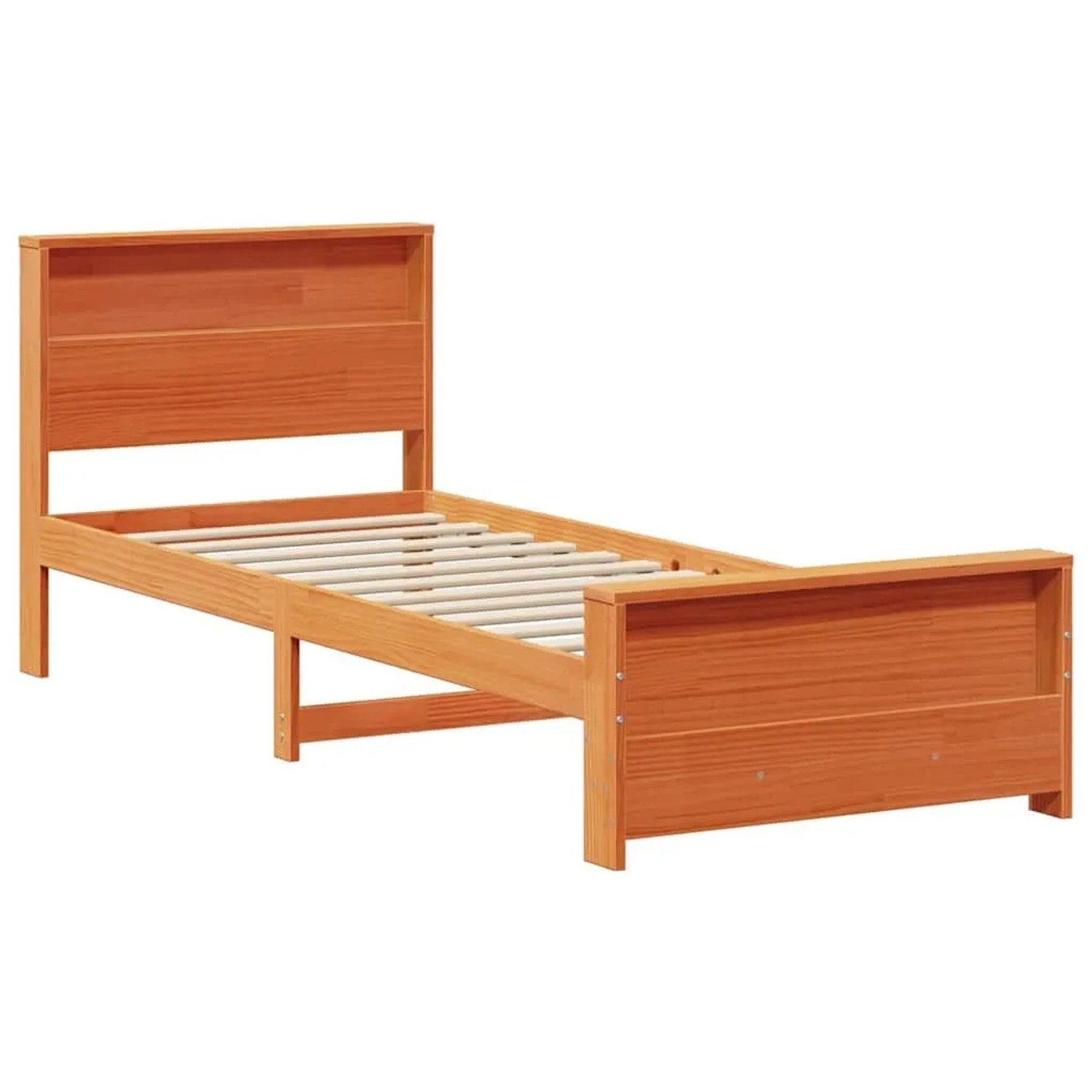 vidaXL Bettrahmen mit Kopfteil Wachsbraun 75 x 190 cm Holzwerkstoff 877253