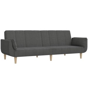 vidaXL Schlafsofa 2-Sitzer mit 2 Kissen Dunkelgrau Stoff 375870