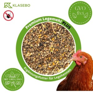 Klasebo Legemehl mit Oregano, Geflügelfutter für Hühner, Gänse und Enten. Ergänzungsfutter mit Oregano.