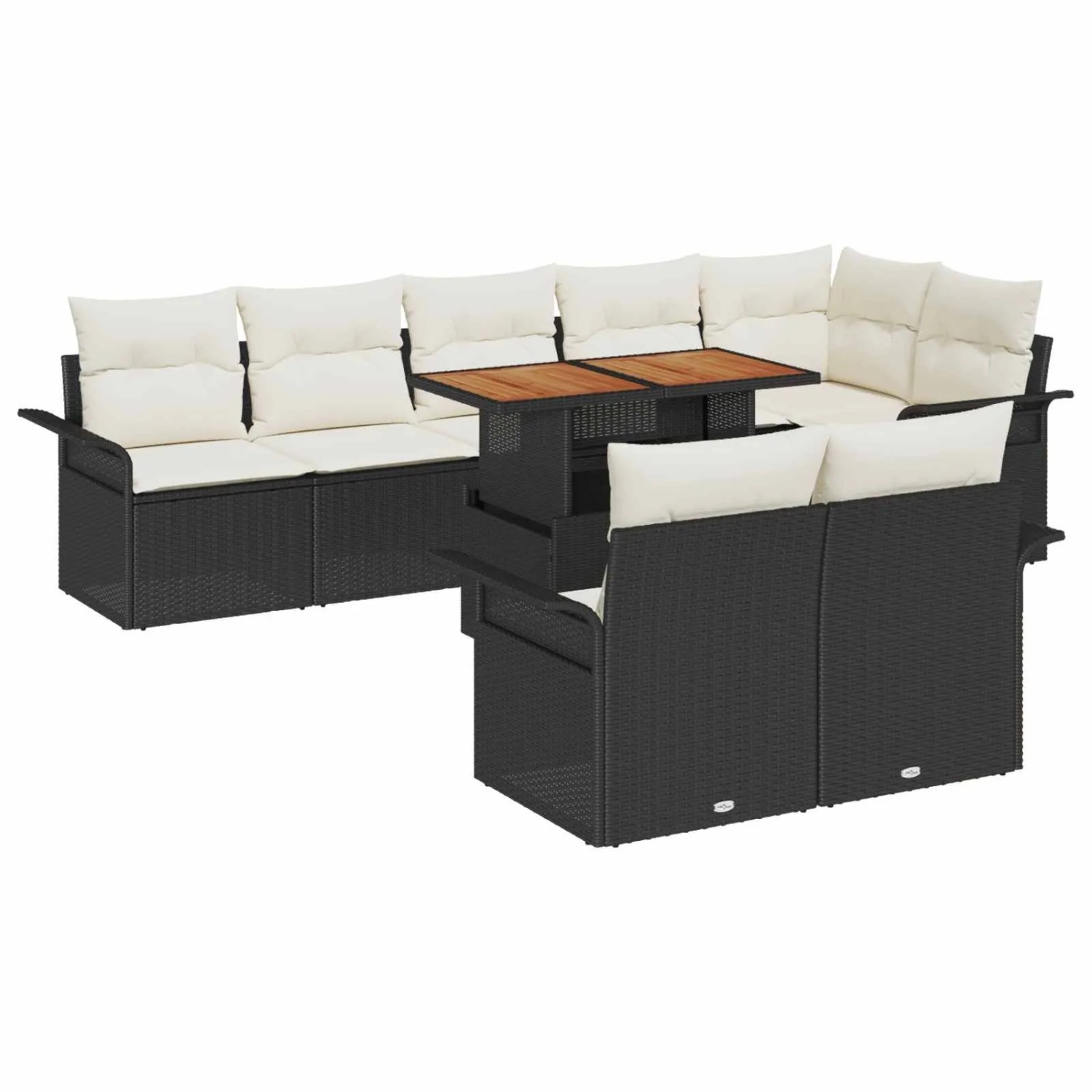 vidaXL Gartensofa-Set mit Kissen 9 Stk Schwarz und Creme Poly-Rattan 334934 günstig online kaufen