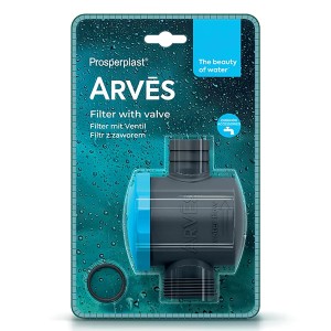 Arves Filter mit Ventil für Regentonnen, passend für Fallrohre bis 100 mm.