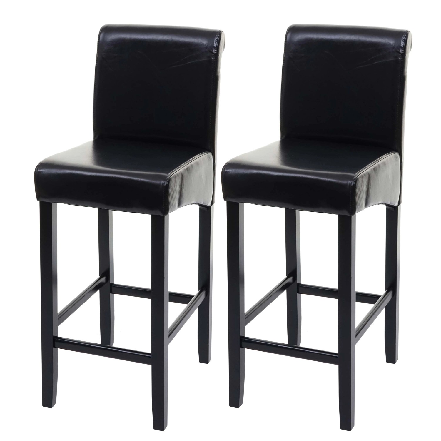 PROREGAL 2er-Set Barhocker Gepolstert Mit Lehne Sitzhöhe 75cm Holz Schwarz günstig online kaufen