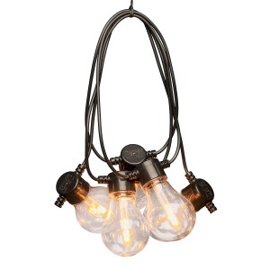 Konstsmide LED-Lichterkette für Außen mit 10 bernsteinfarbenen Glühbirnen und Dimmer.