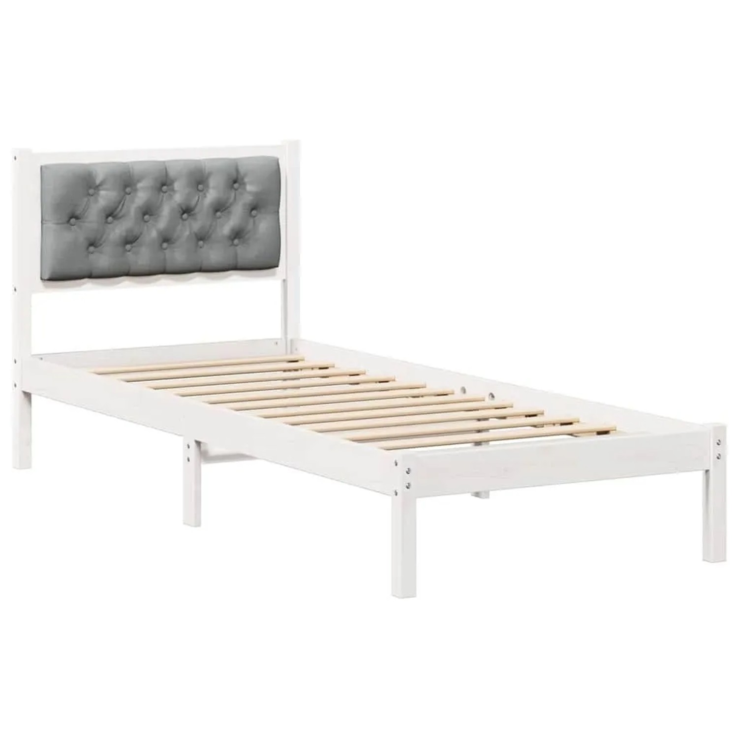 vidaXL Bettrahmen Hellgrau 90 x 200 cm Massives Kiefernholz 878218