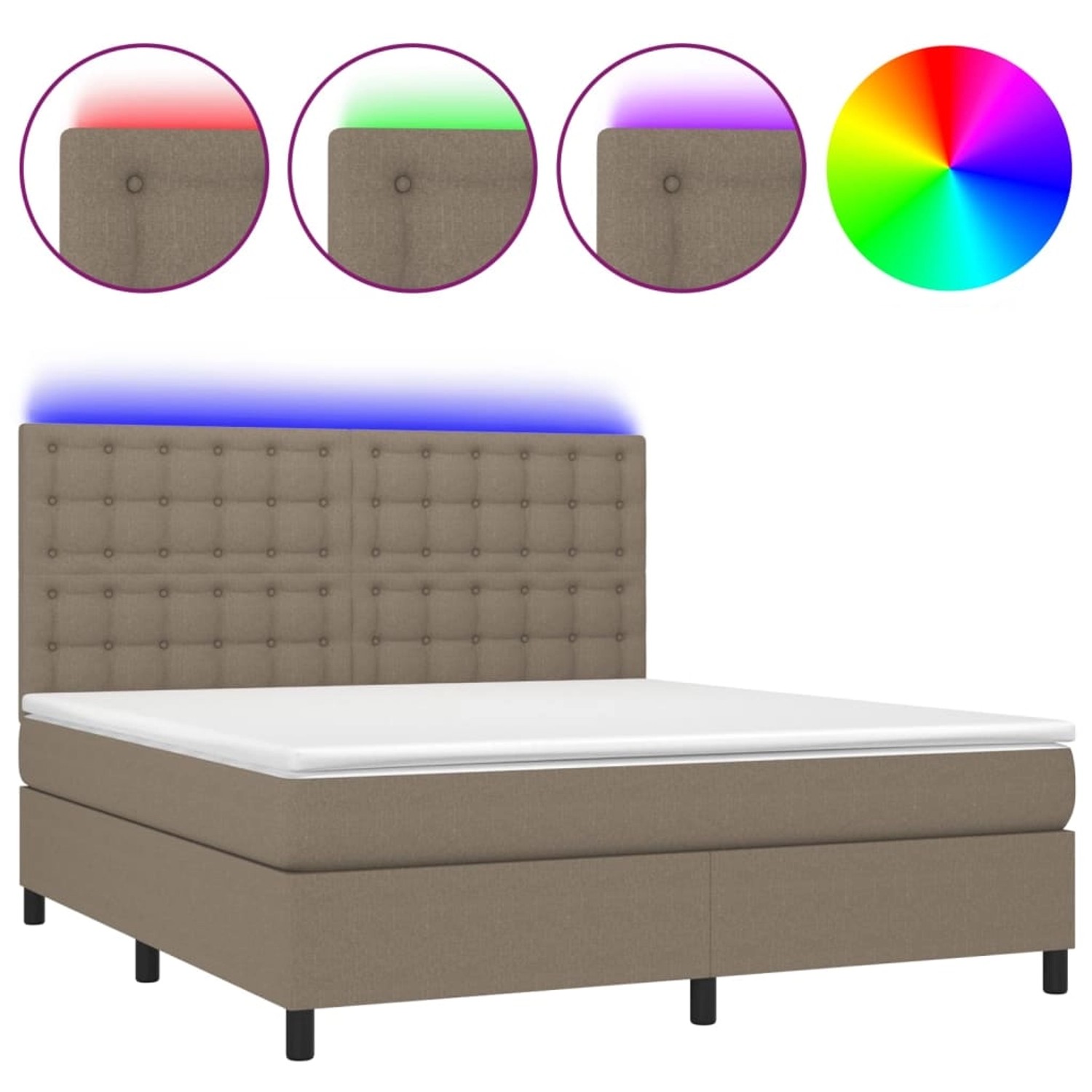 vidaXL Boxspringbett mit Matratze & LED Taupe 160x200 cm Stoff 3135209 günstig online kaufen